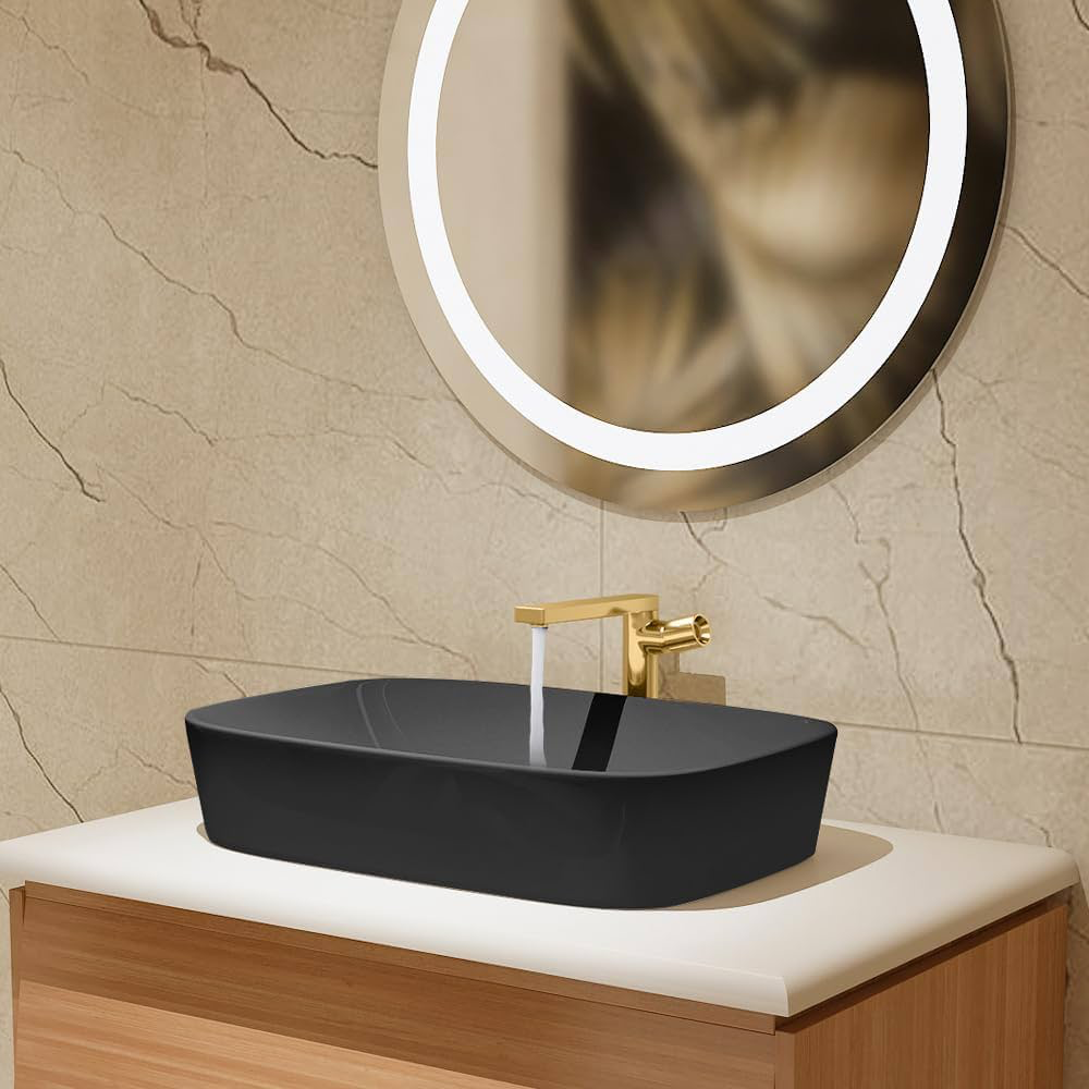 Basin with gold faucet